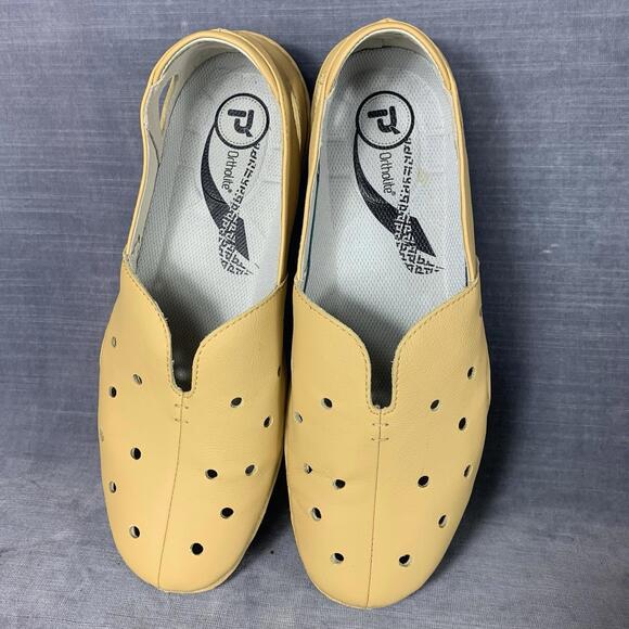Propet Robin W07103 Loafers Yellow Leather Cutout Design Slip On Shoes Sz 11M - Picture 2 of 9